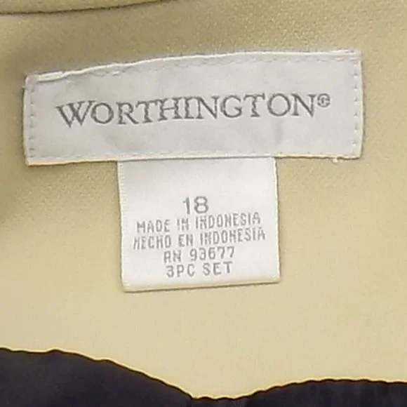 Worthington Navy Blue/Linen Zip-Front Suit Jacket and Tank Blouse Sz 18 READ NWT - Picture 11 of 16